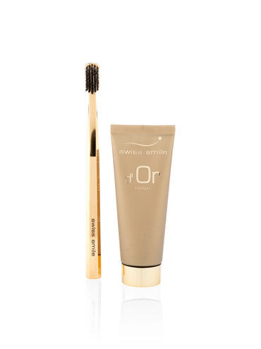 D'Or Golden Set Toothpaste & Toothbrush