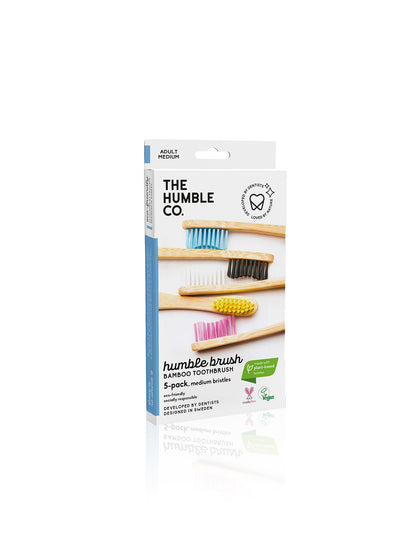 Family Pack of 5 Bamboo Toothbrushes