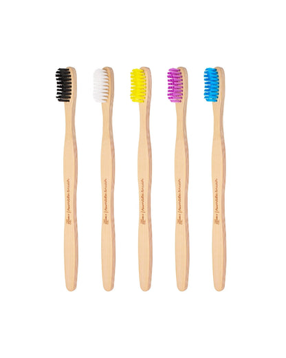 Family Pack of 5 Bamboo Toothbrushes